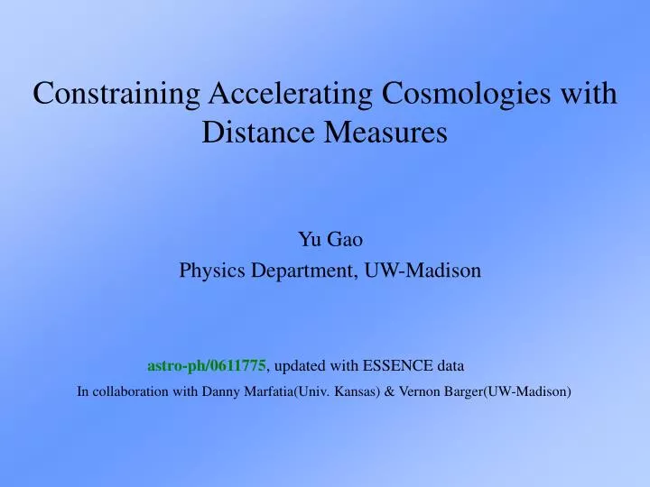 constraining accelerating cosmologies with distance measures
