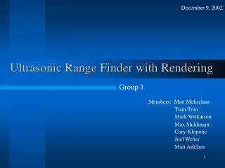 Ultrasonic Range Finder with Rendering