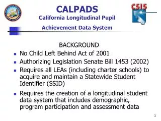 CALPADS California Longitudinal Pupil Achievement Data System