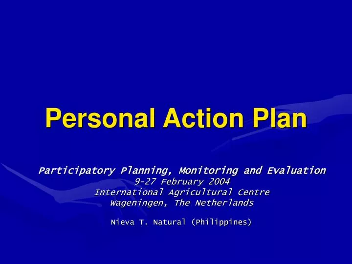 personal action plan