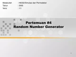 Pertemuan #4 Random Number Generator