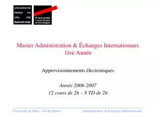 master administration changes internationaux 1 re ann e