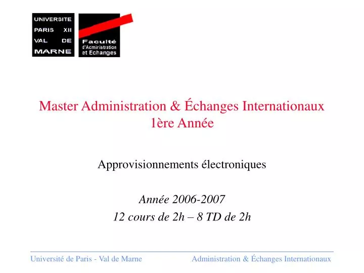 master administration changes internationaux 1 re ann e