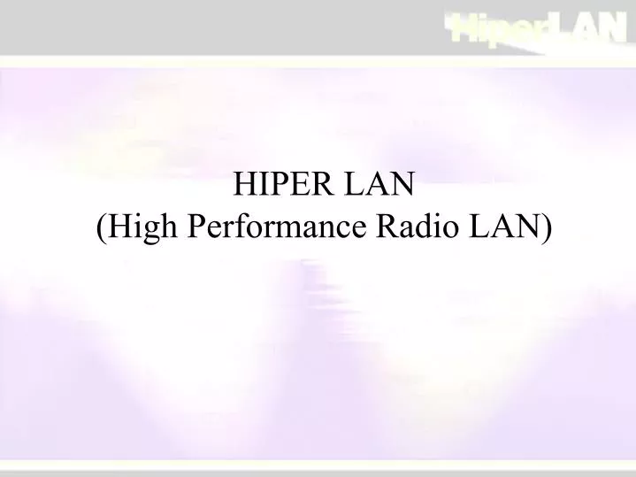 hiper lan high performance radio lan