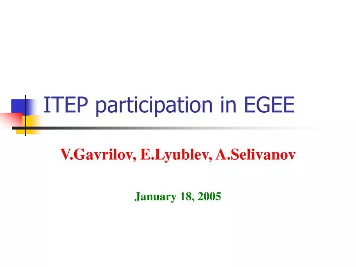 itep participation in egee