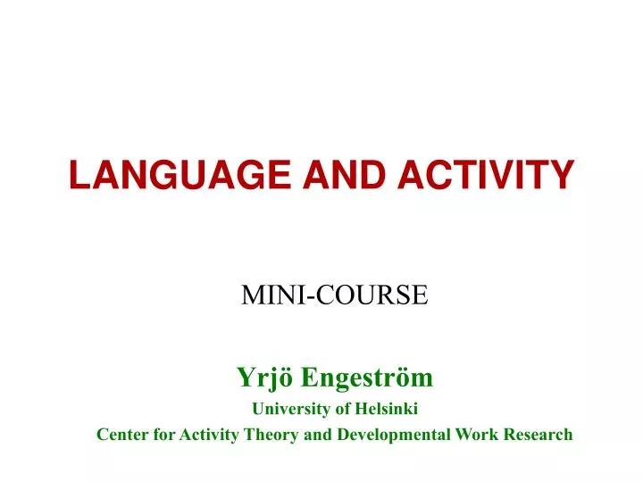 language and activity