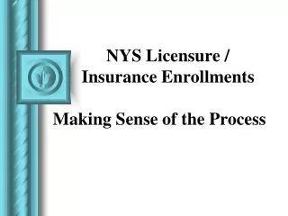 NYS Licensure / Insurance Enrollments Making Sense of the Process