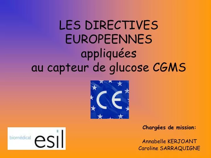 les directives europeennes appliqu es au capteur de glucose cgms
