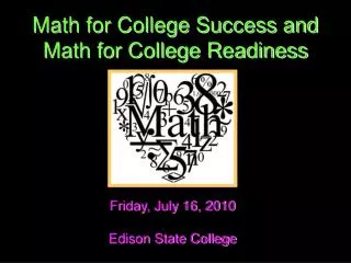 Math for College Success and Math for College Readiness