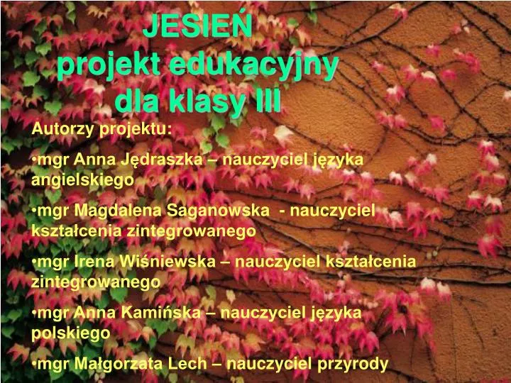 jesie projekt edukacyjny dla klasy iii