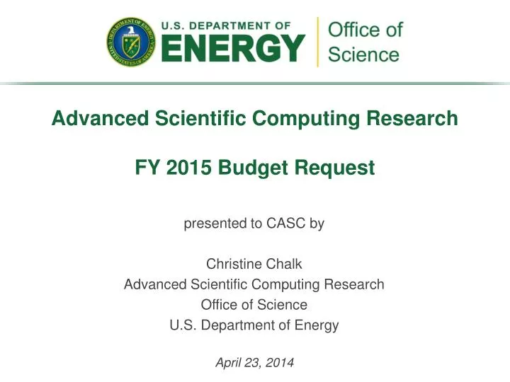 advanced scientific computing research fy 2015 budget request