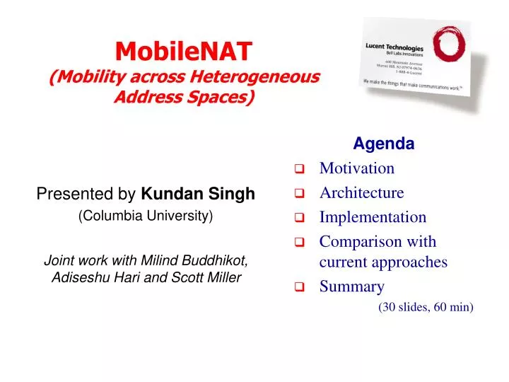 mobilenat mobility across heterogeneous address spaces
