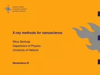 X-ray methods for nanoscience