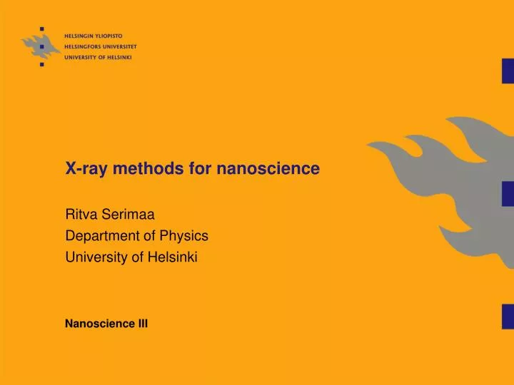 x ray methods for nanoscience