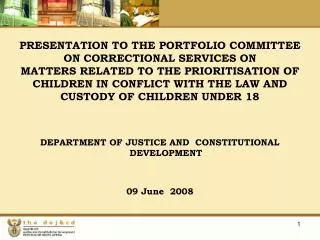 DEPARTMENT OF JUSTICE AND CONSTITUTIONAL DEVELOPMENT 09 June 2008