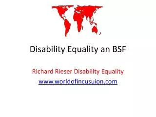 Disability Equality an BSF