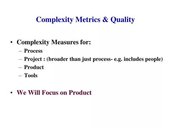 complexity metrics quality