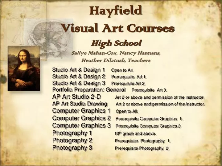 hayfield visual art courses high school sallye mahan cox nancy hannans heather dilatush teachers