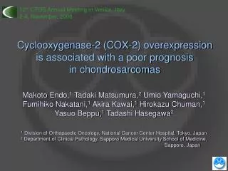 Cyclooxygenase-2 (COX-2) overexpression is associated with a poor prognosis in chondrosarcomas