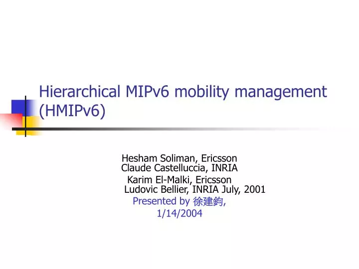 hierarchical mipv6 mobility management hmipv6