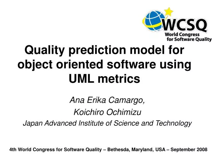 quality prediction model for object oriented software using uml metrics