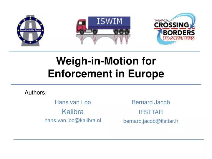 weigh in motion for enforcement in europe