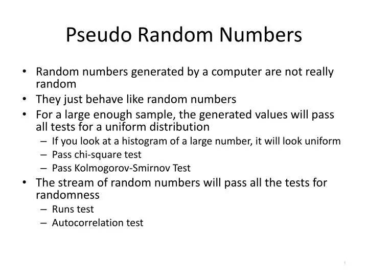 pseudo random numbers
