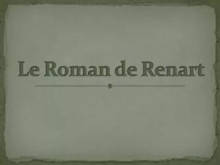 le roman de renart