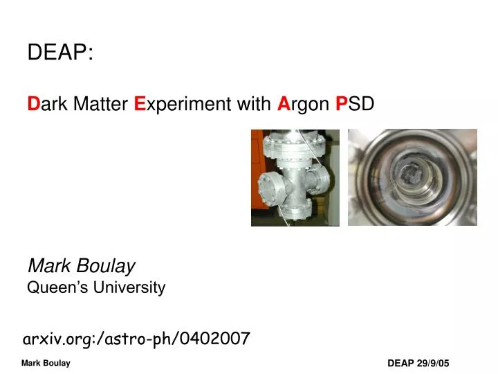 deap d ark matter e xperiment with a rgon p sd