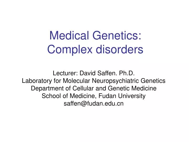 medical genetics complex disorders