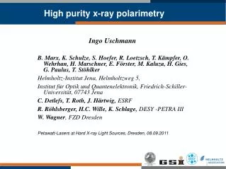 High purity x-ray polarimetry