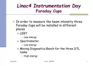 Linac4 Instrumentation Day Faraday Cups