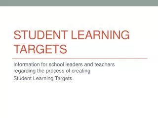 Student Learning targets