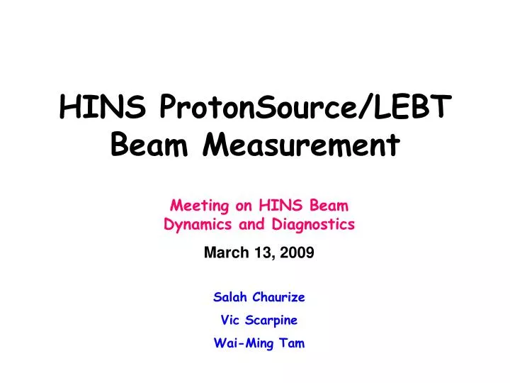 hins protonsource lebt beam measurement