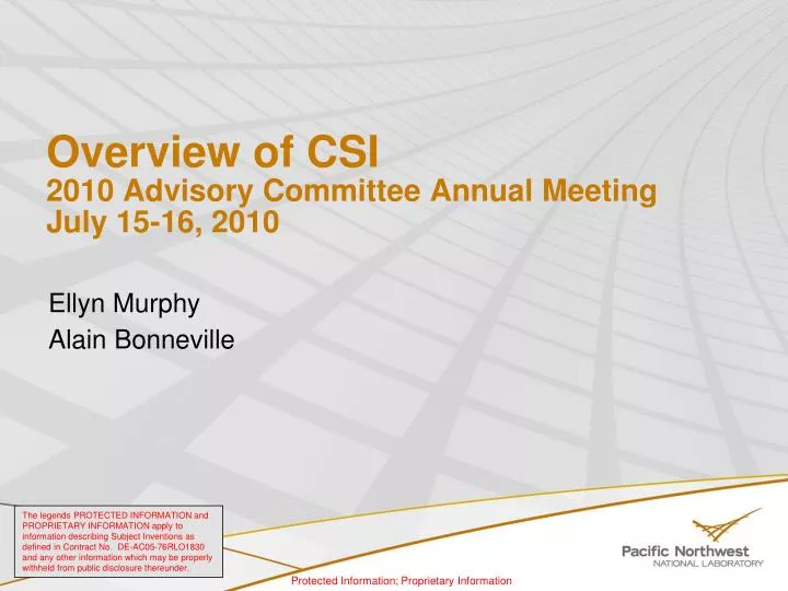 overview of csi 2010 advisory committee annual meeting july 15 16 2010