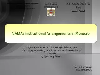 NAMAs institutional Arrangements in Morocco