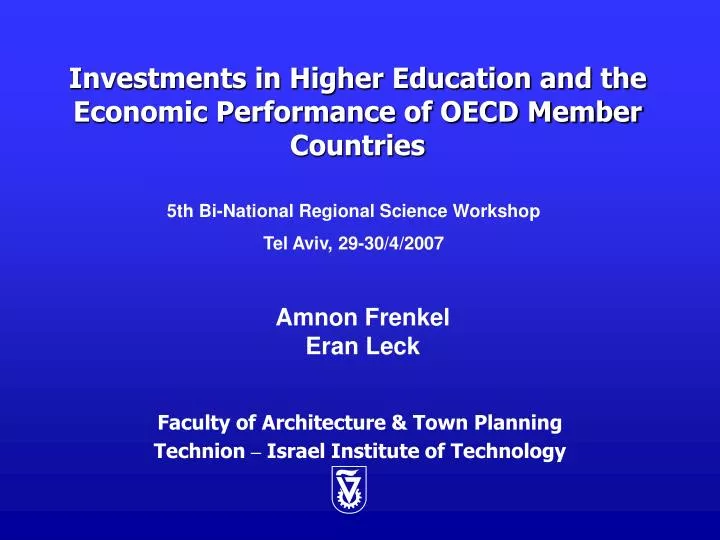 investments in higher education and the economic performance of oecd member countries