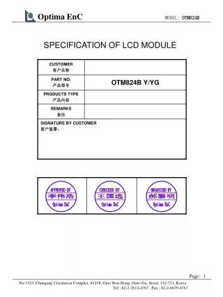 SPECIFICATION OF LCD MODULE