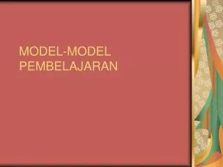 model model pembelajaran