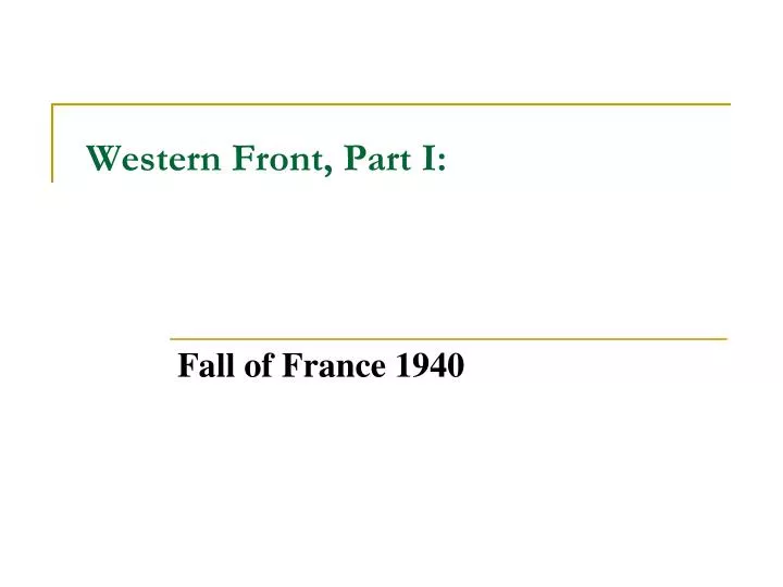 western front part i