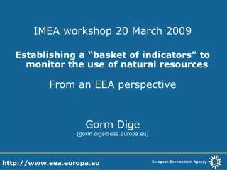 IMEA workshop 20 March 2009