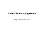 Hydrosféra – vody pevnin
