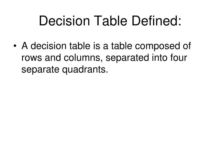 decision table defined