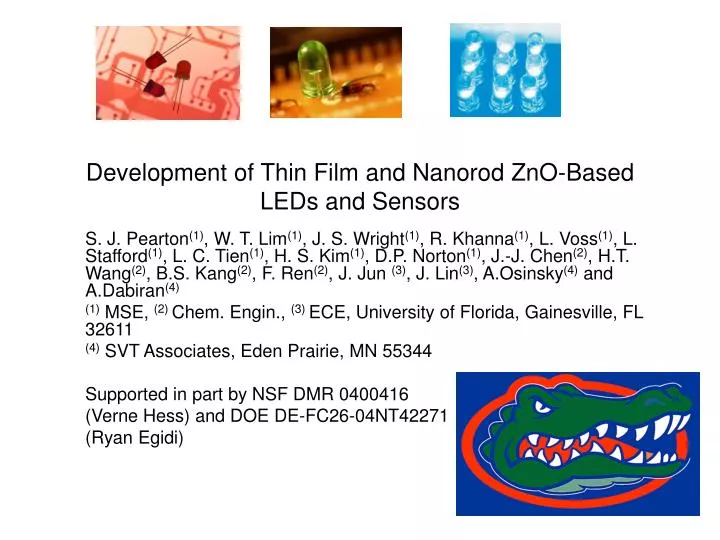 development of thin film and nanorod zno based leds and sensors