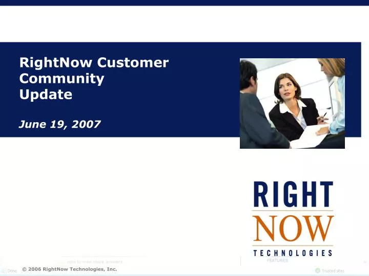 rightnow customer community update june 19 2007