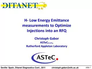 H- Low Energy Emittance measurements to Optimize Injections into an RFQ Christoph Gabor