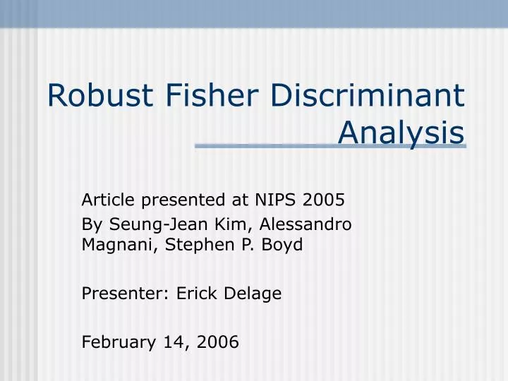 robust fisher discriminant analysis