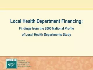 National Profile of Local Health Departments