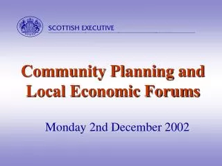 Community Planning and Local Economic Forums