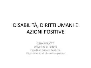disabilit diritti umani e azioni positive